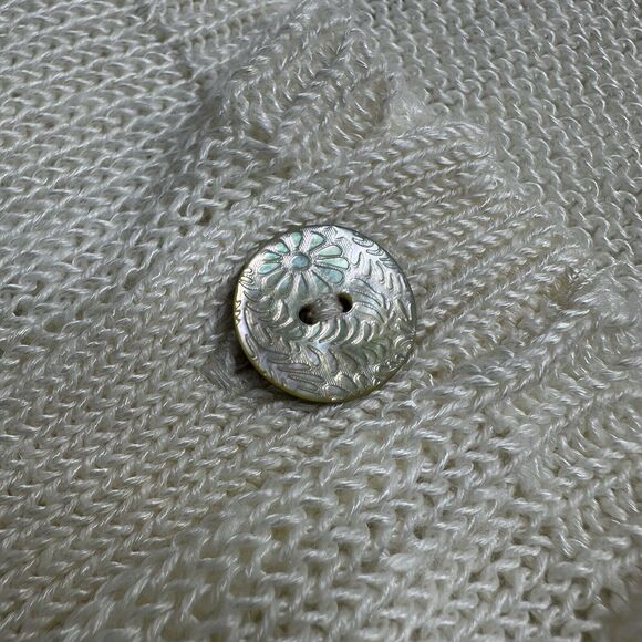 J Jill Womens Ivory Pointelle Cardigan Sweater Sz XL Linen Blend Button Front - Picture 14 of 15